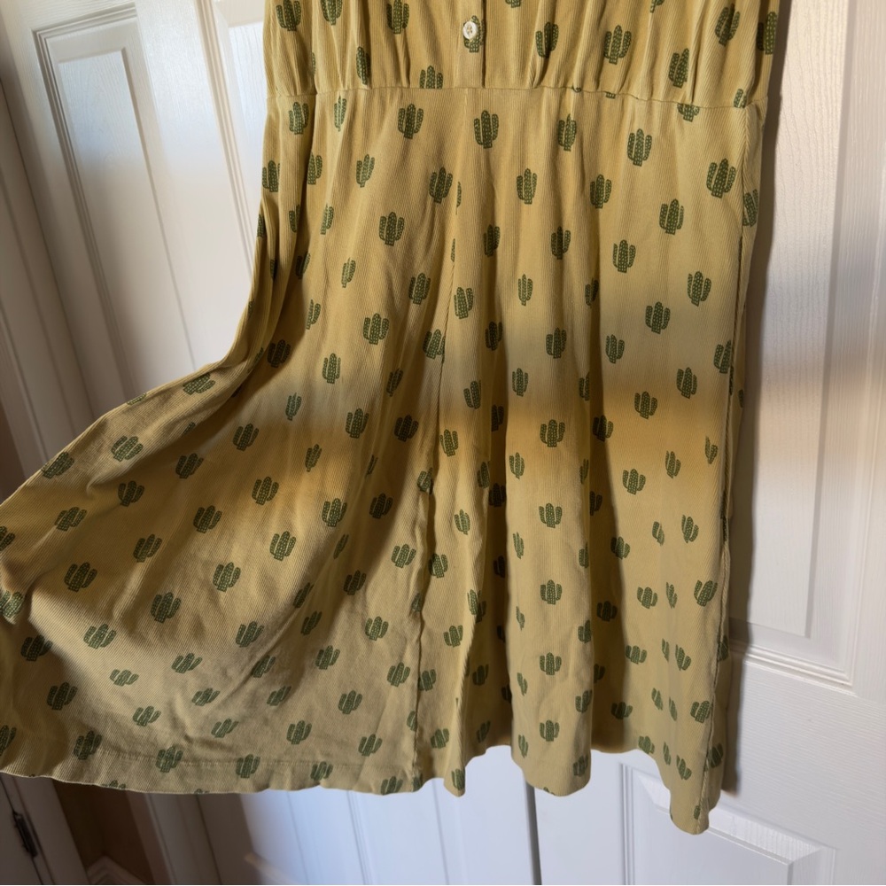 Kate Quinn Yellow Mini Ribbed Cactus Print Dress - Picture 3 of 9